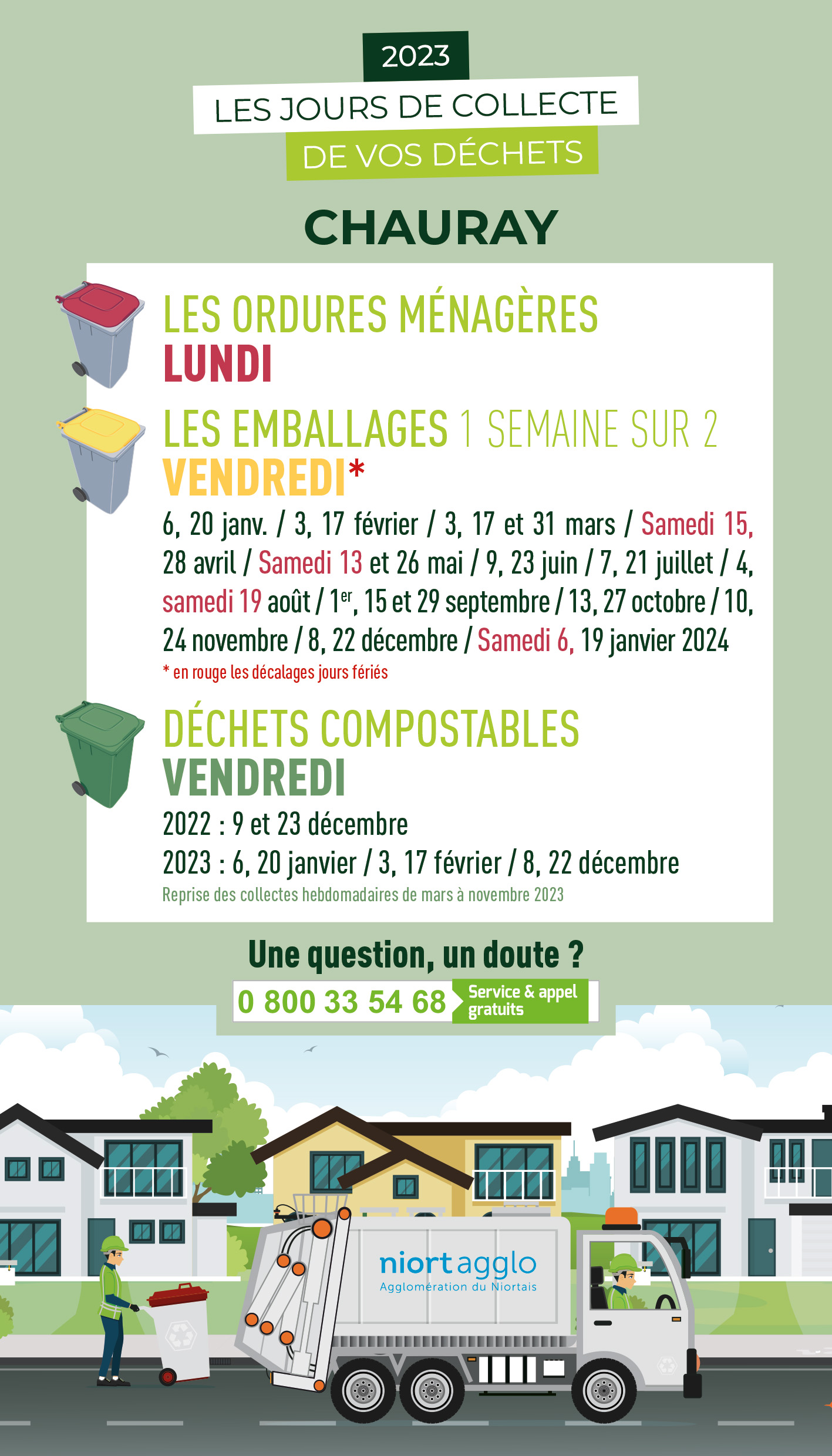 calendriers collectes 2023 Chauray