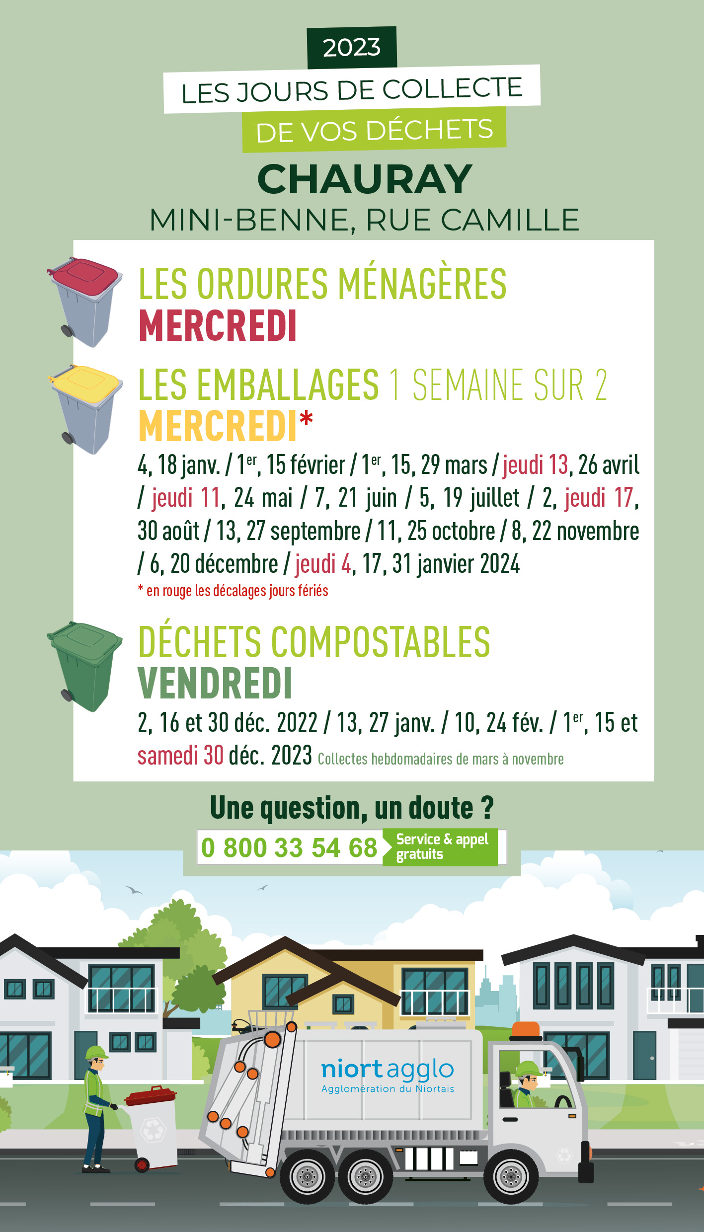 calendriers collectes 2023 Chauray MB rue Camille
